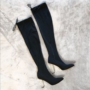 PDxHB Perspex Twist Heel Thigh High Sock B…